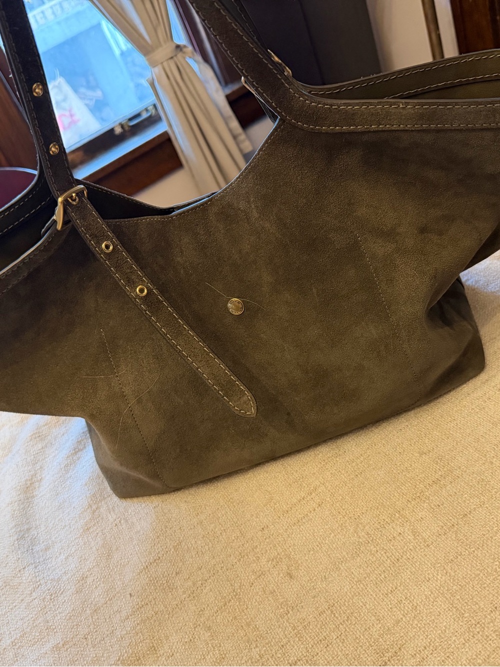 Coach Olive Green Suede Tote - Coach - Picture 2 of 9